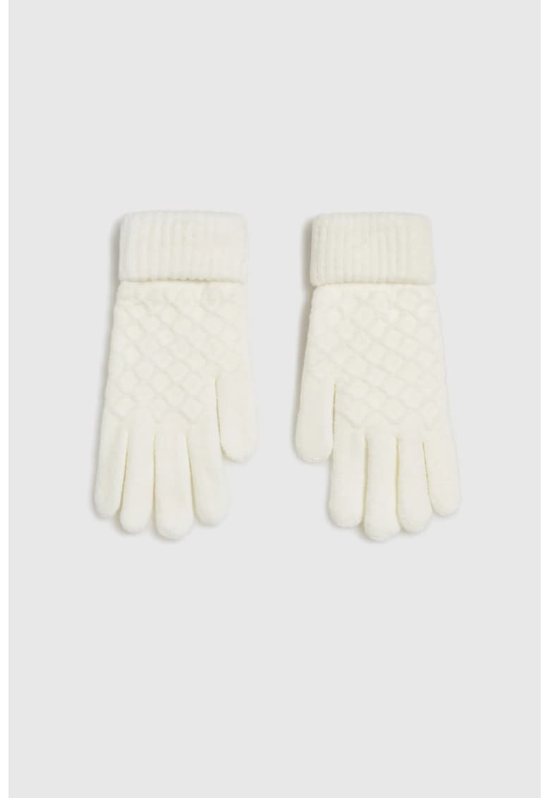 Manusi femei ecru - acrilic - model decorativ - ONE SIZE