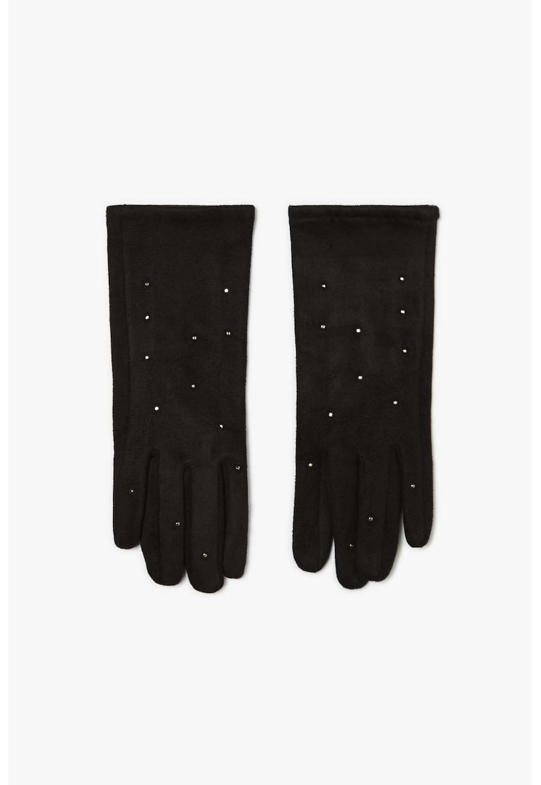 Manusi femei - negre - suede - cu tinte argintii