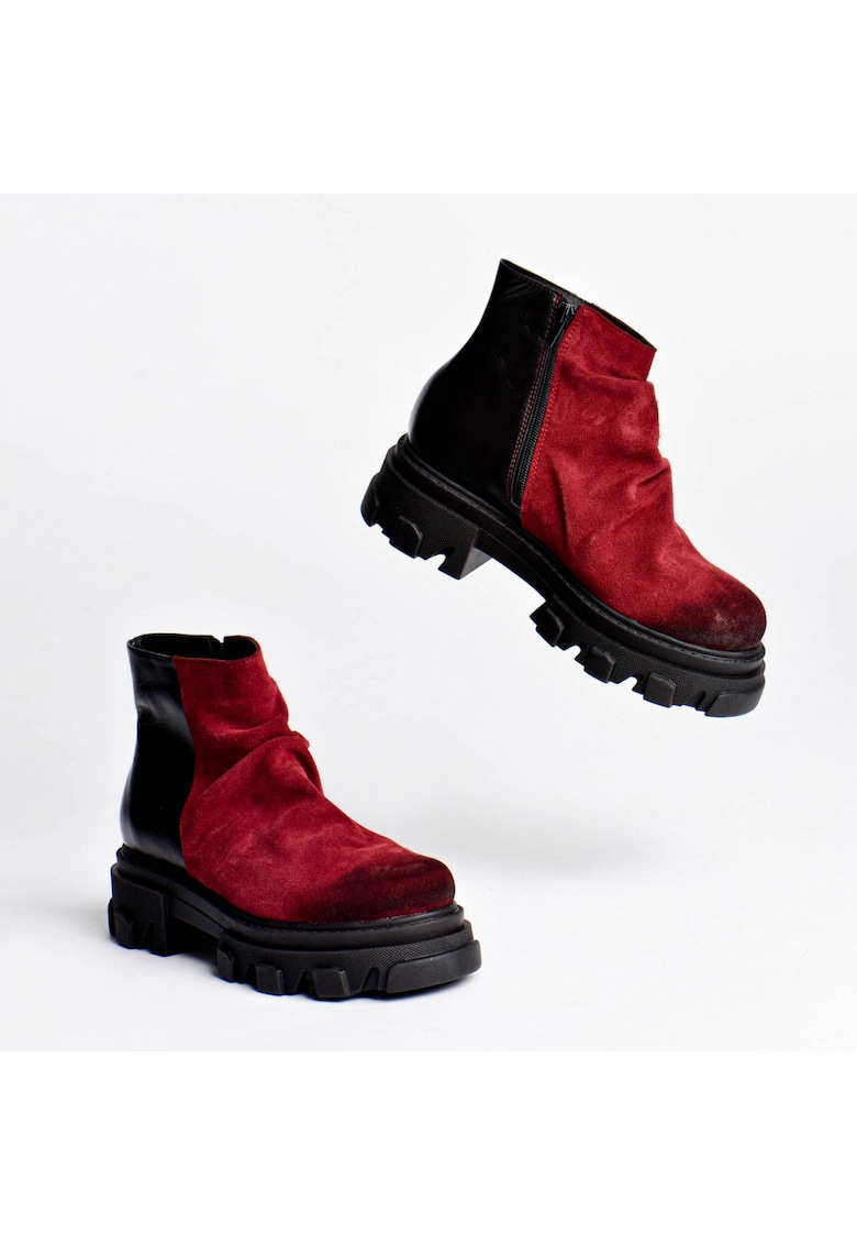 Ghete din piele intoarsa cu design colorblock Andorra