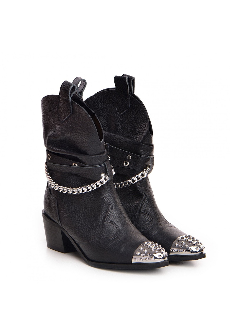 Ciocate Metallic Monarch piele bizonata neagra cu varf metalic mare