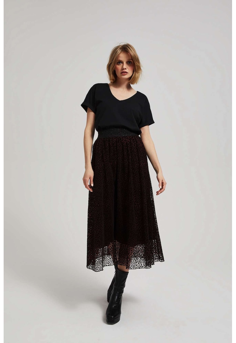 Fustă midi evazată - închis - Maro inchis