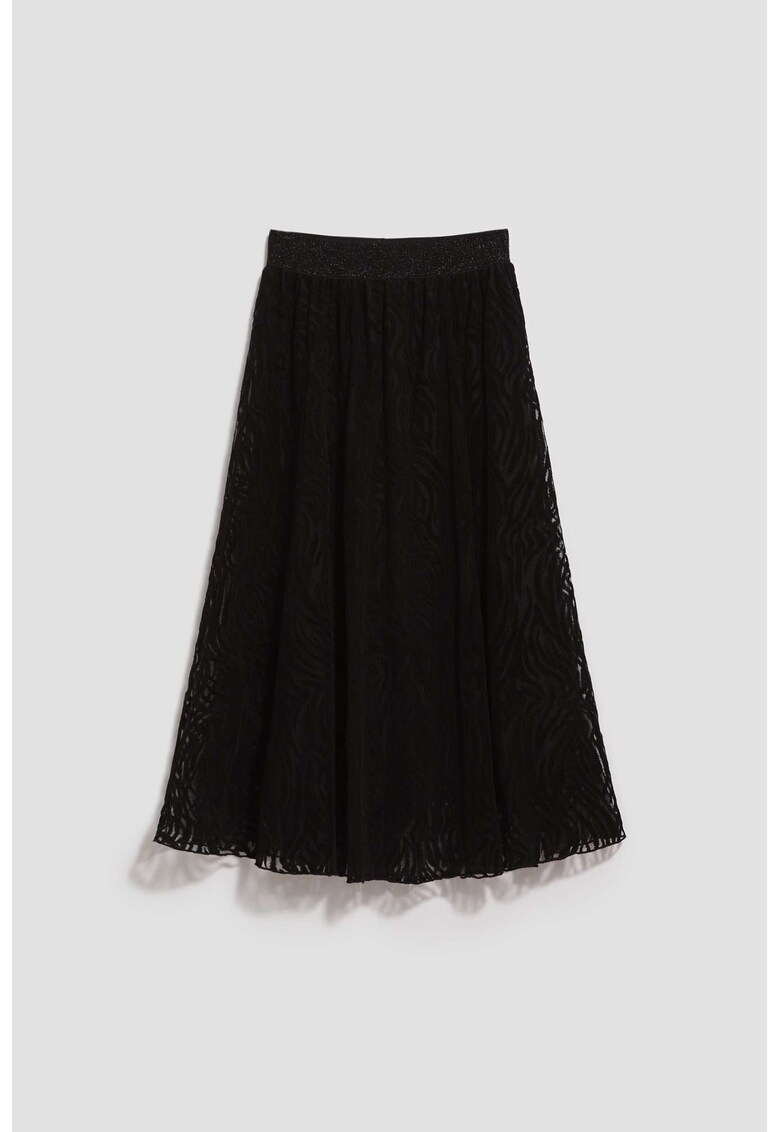 Fustă midi evazată neagră - poliester - mărime - Negru