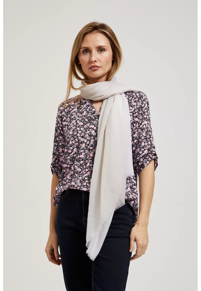 Esarfa de vara cu margine desfacuta - roz - ONE SIZE