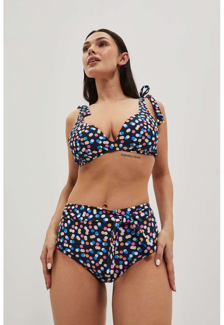 Pantalon de bikini bleumarin - talie înalt - Bleumarin