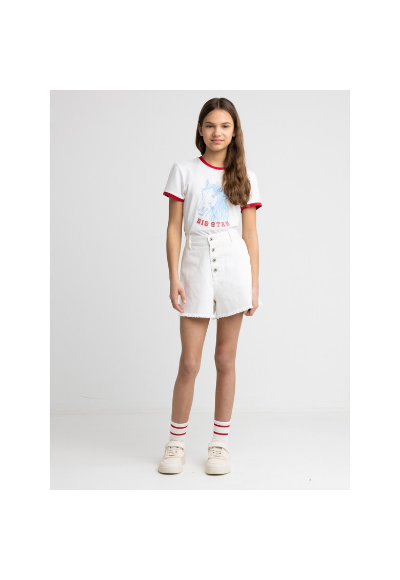 Pantaloni scurti din denim cu terminatie franjurata