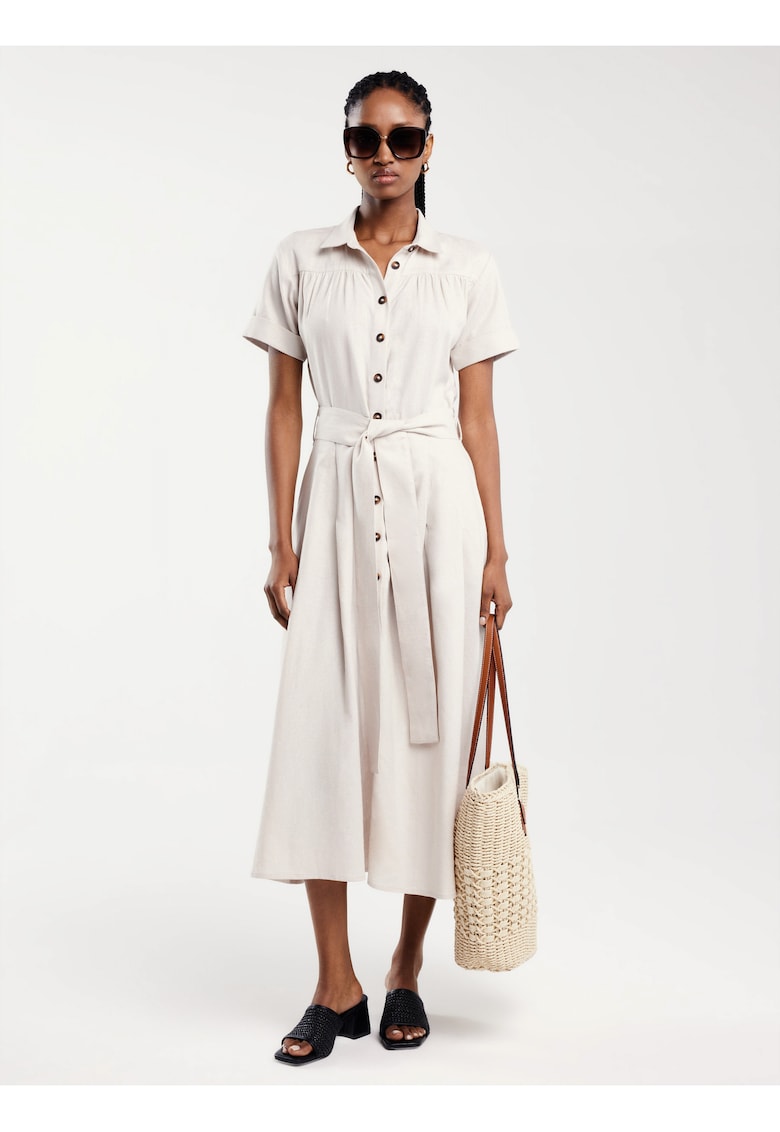 Rochie tip camasa din amestec de in