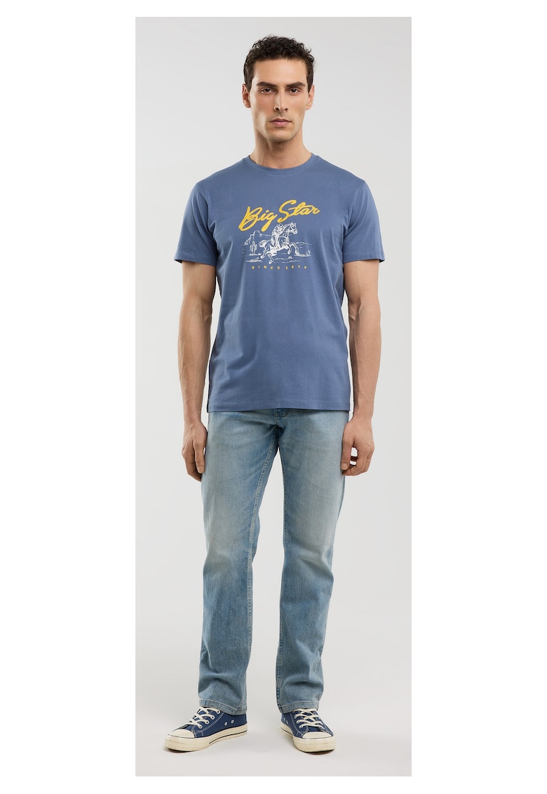 Tricou cu imprimeu si decolteu la baza gatului Stelianer