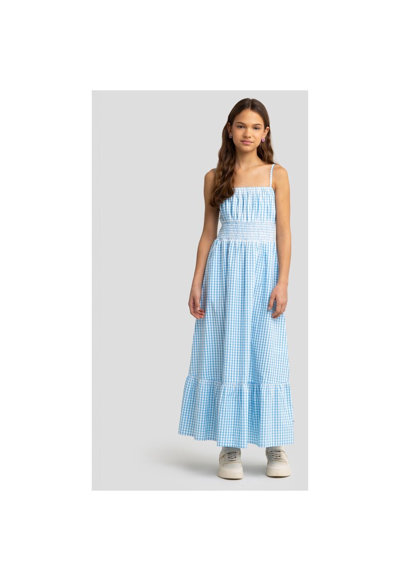 Rochie maxi cu imprimeu in carouri Mircela