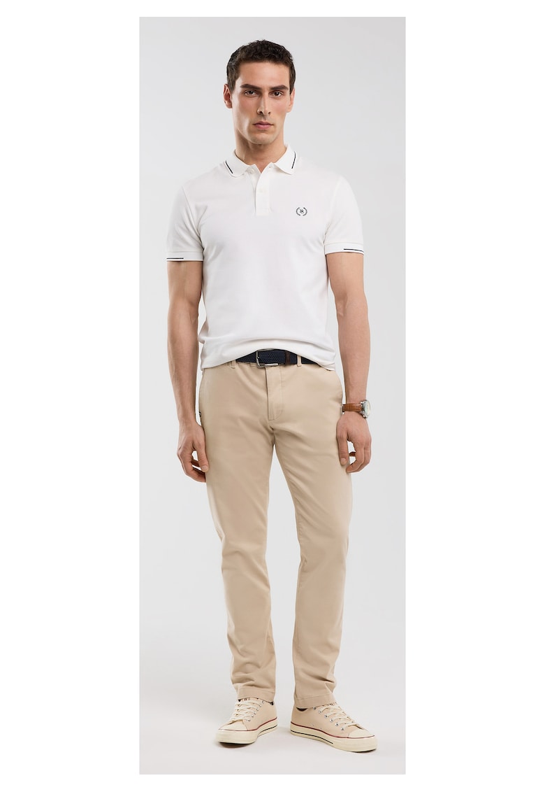 Tricou polo din amestec de bumbac si detaliu logo Polian