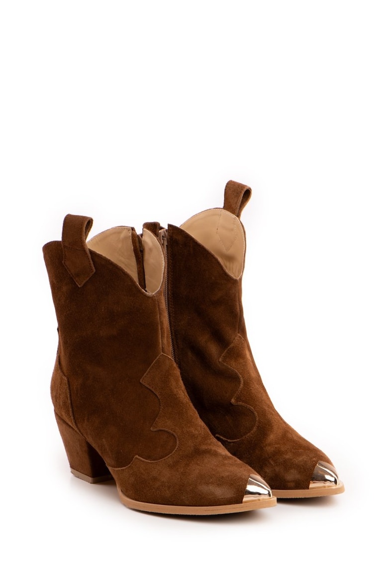 Ciocate Amber Brown piele naturala intoarsa cu fermoar lateral