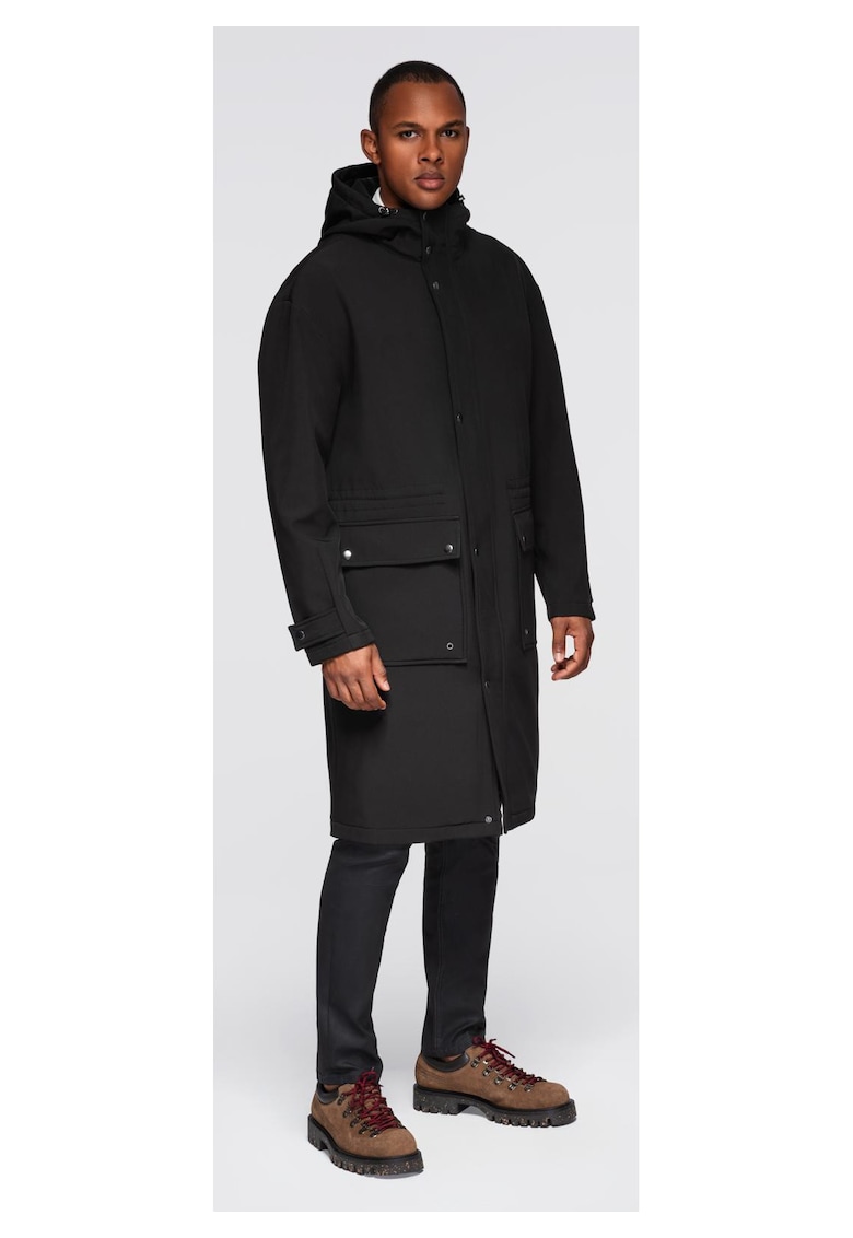 Palton parka cu captuseala din fleece si talie ajustabila OM-JAPJ-0314 - Negru