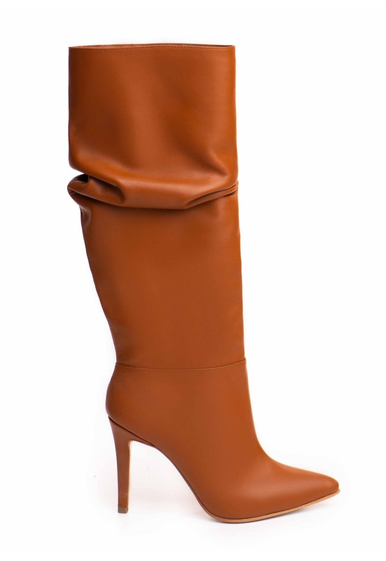 Cizme de piele cu design drapat Espresso Whisper