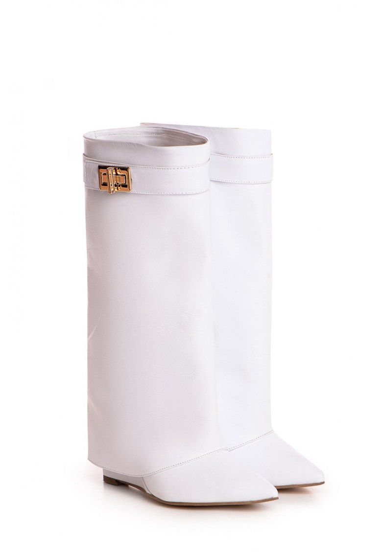 Cizme Morrigan cu toc pana - piele naturala - albe