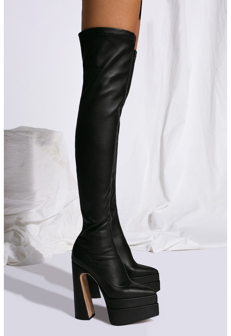 Cizme Lillian lungi - din piele naturala stretch