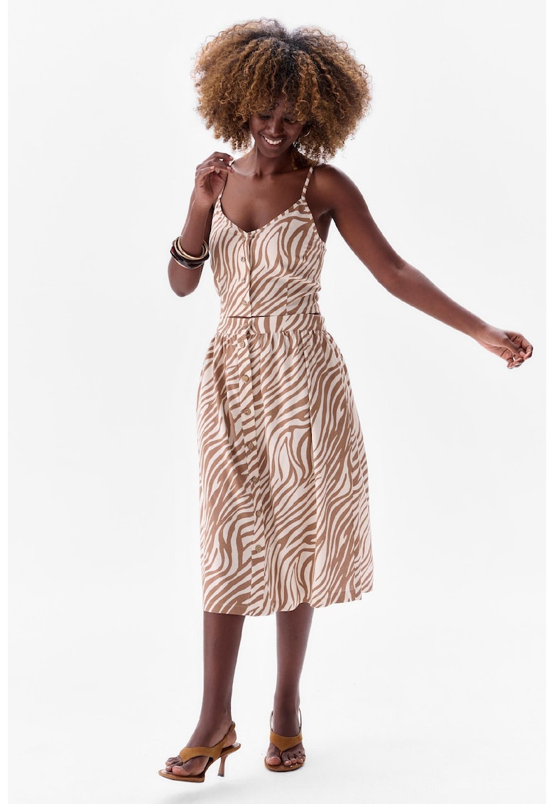 Fusta midi cu talie elastica Aquarius Zebra Safari