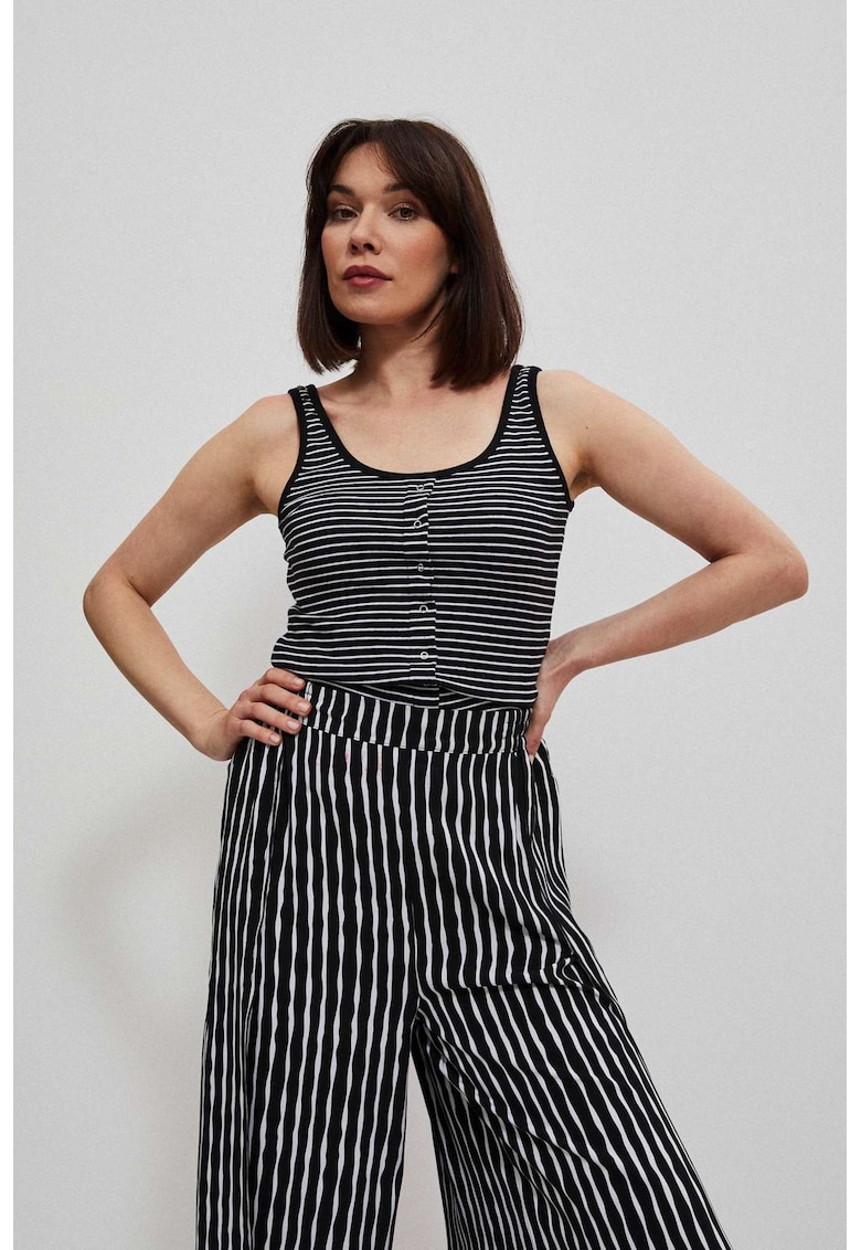 Tricou femei - alb-negru - bumbac - Negru