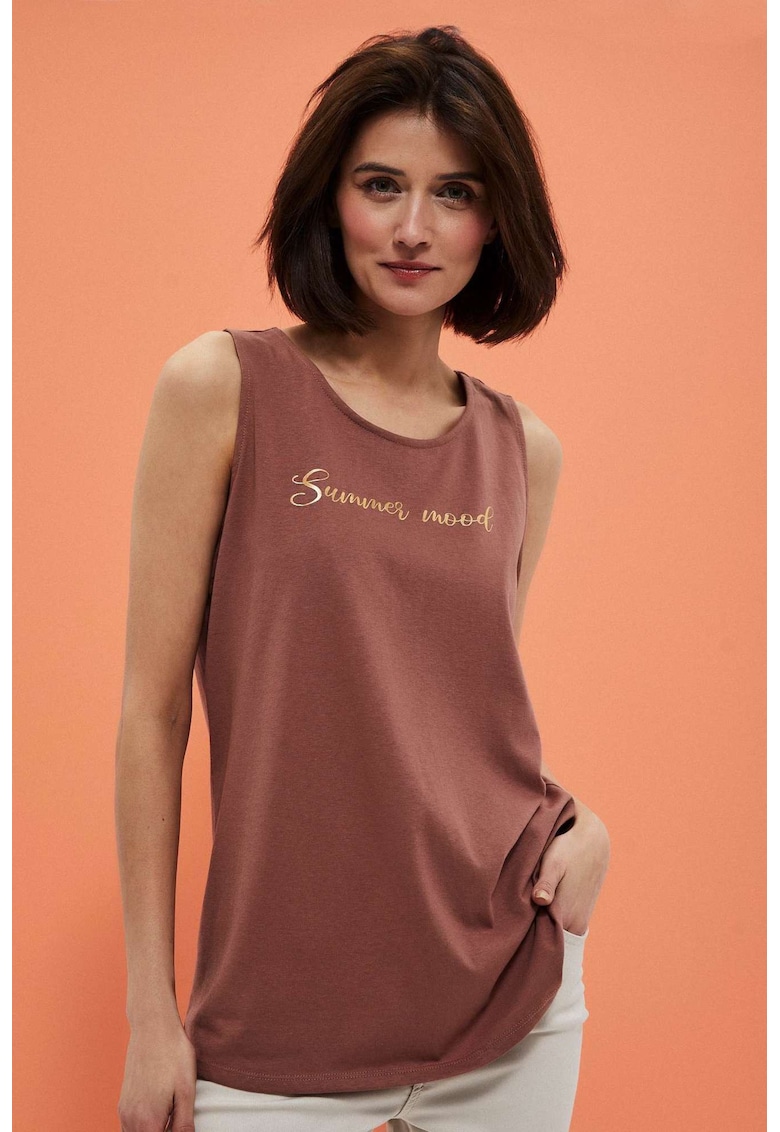 Tricou print metalic - Maro