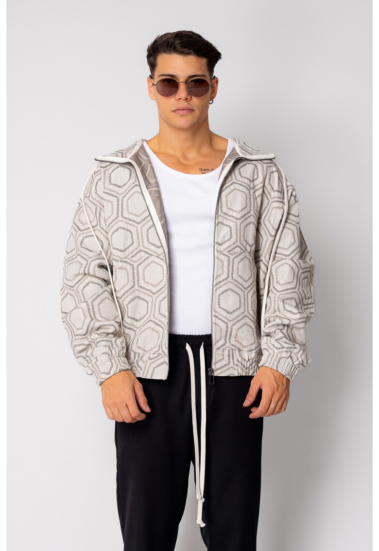 Hanorac cu fermoar si gluga Oversized 18921