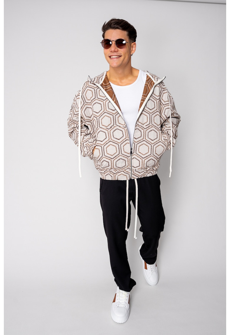 Hanorac cu fermoar si gluga Oversized 18916