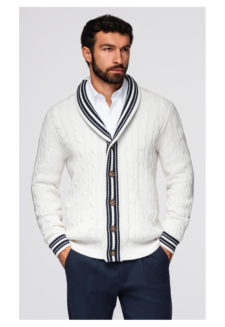 Cardigan in stil preppy cu guler sal OM-SWCD-0152