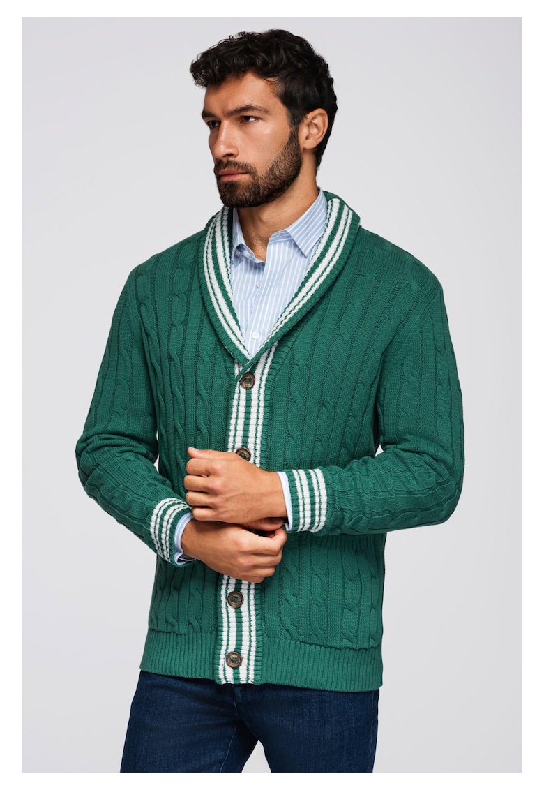 Cardigan in stil preppy cu guler sal OM-SWCD-0152