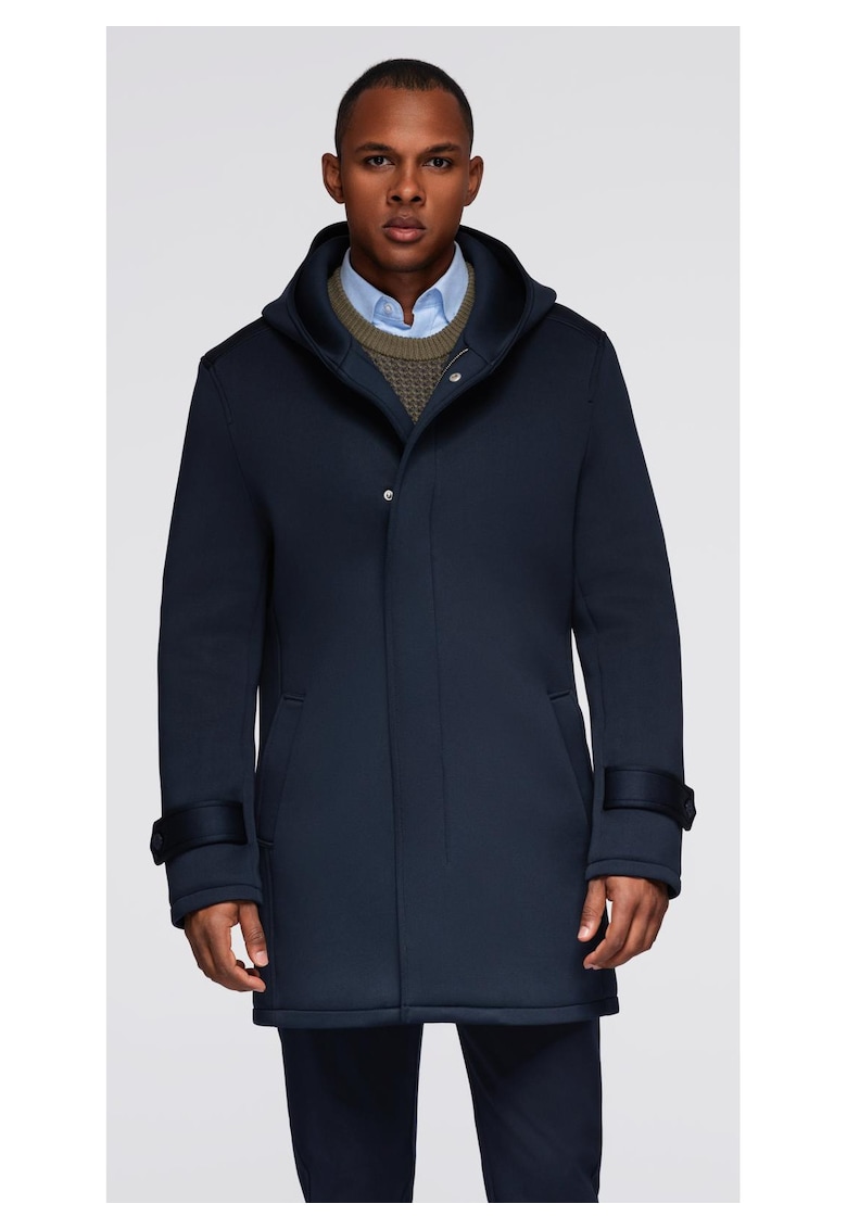 Palton minimalist de lungime medie cu gluga OM-COLC-0144