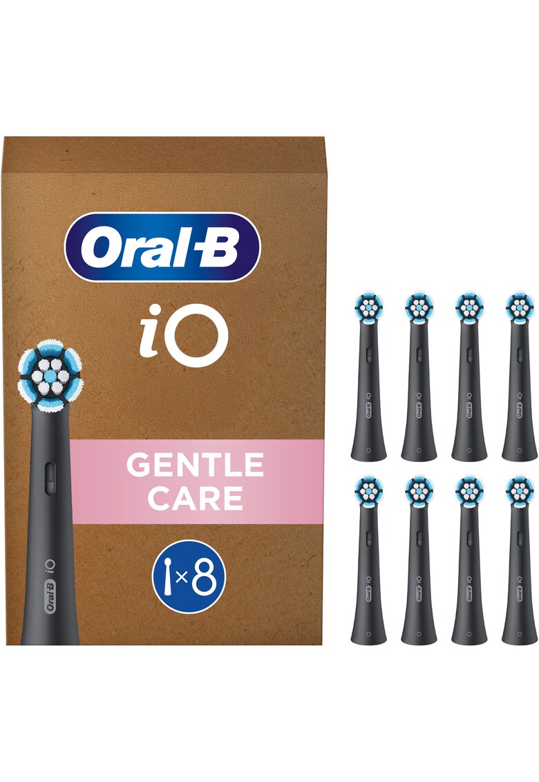 Rezerve periuta de dinti electrica iO Gentle Care - compatibile doar cu seria iO - Negru - 8 buc