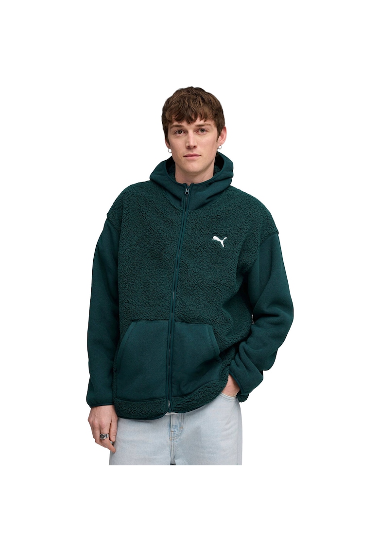 Hanorac barbati Ess Elevated Relaxed Winterized Full-zip - Verde