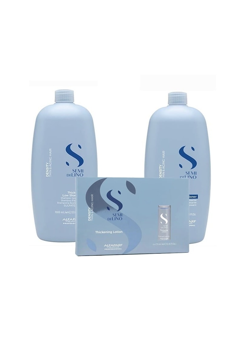 Set Alfaparf Semi di Lino Density Thickening - Sampon 1000 ml + Balsam - 1000 ml + Lotiune - 6x13 ml