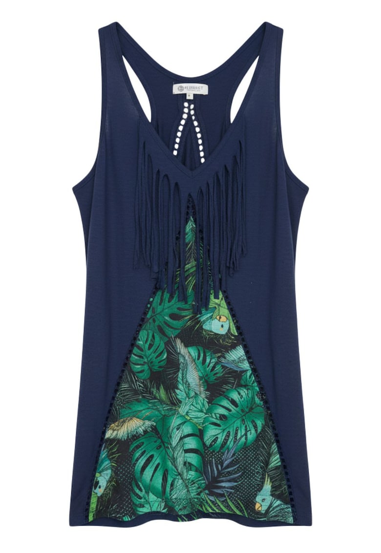 Maieu cu imprimeu si franjuri -