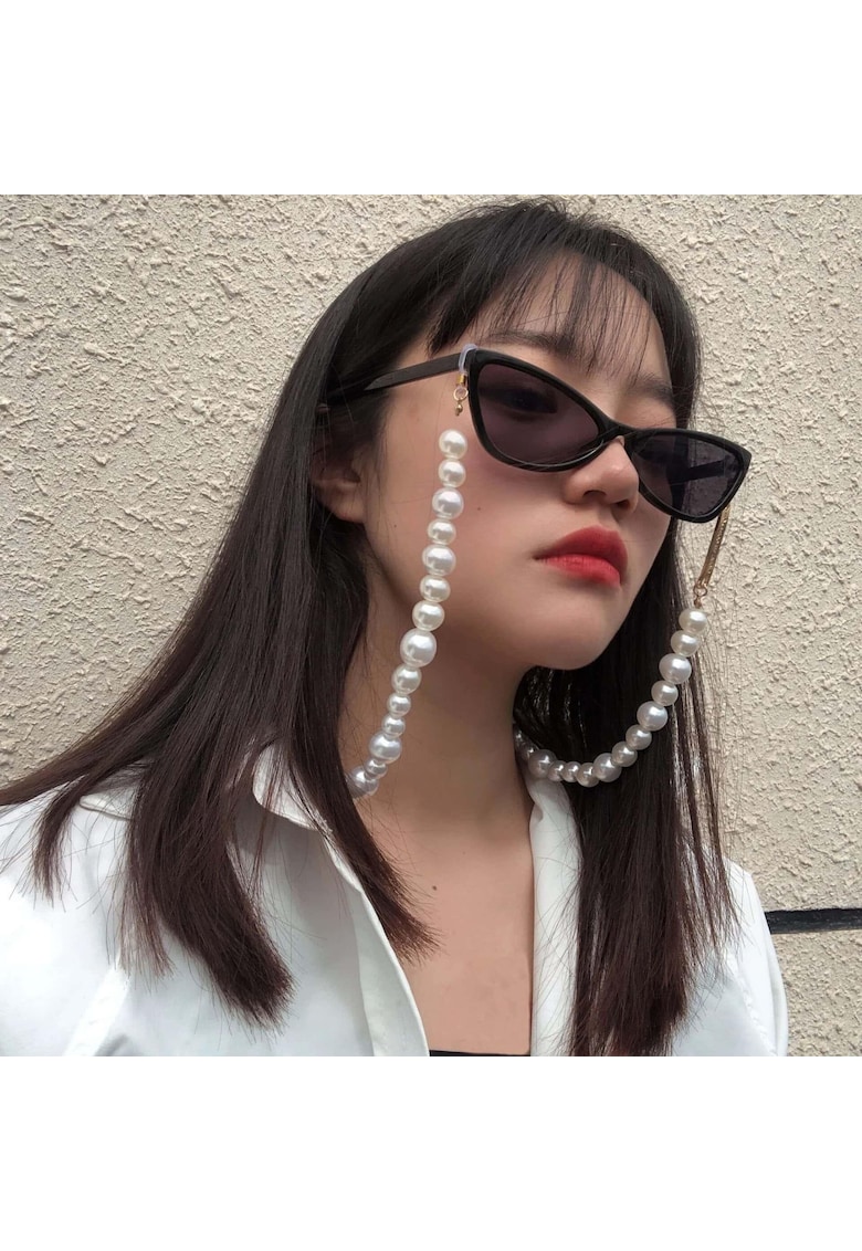 Lant de ochelari - auriu - cu margele cu aspect perlat - Miranda C1