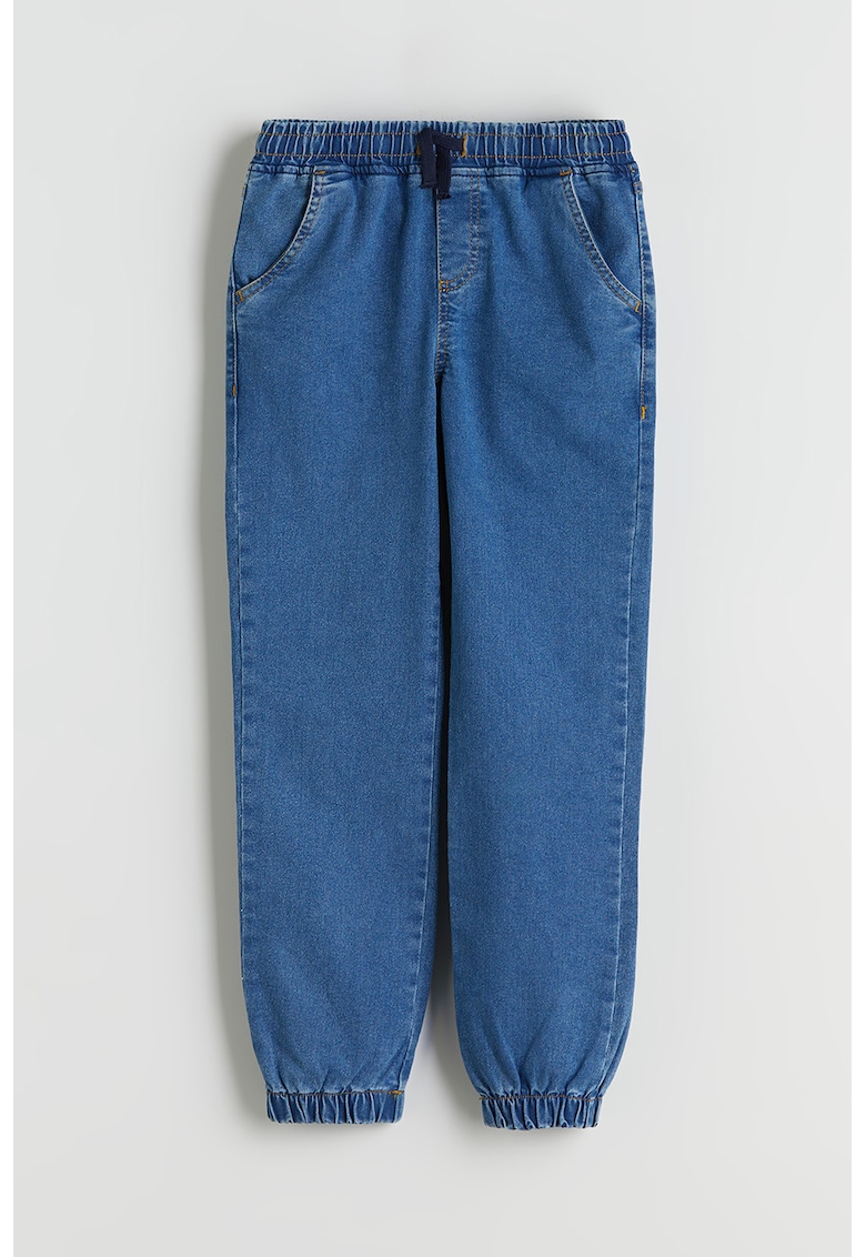 Blugi relaxed-fit cu talie elastica si mansete - Albastru
