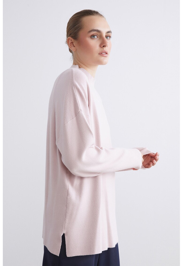 Pulover cu decolteu la baza gatului - Maro deschis