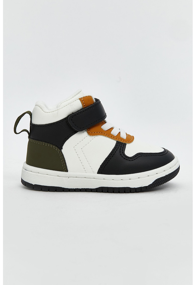 Pantofi sport mid-cut de piele ecologica cu banda velcro