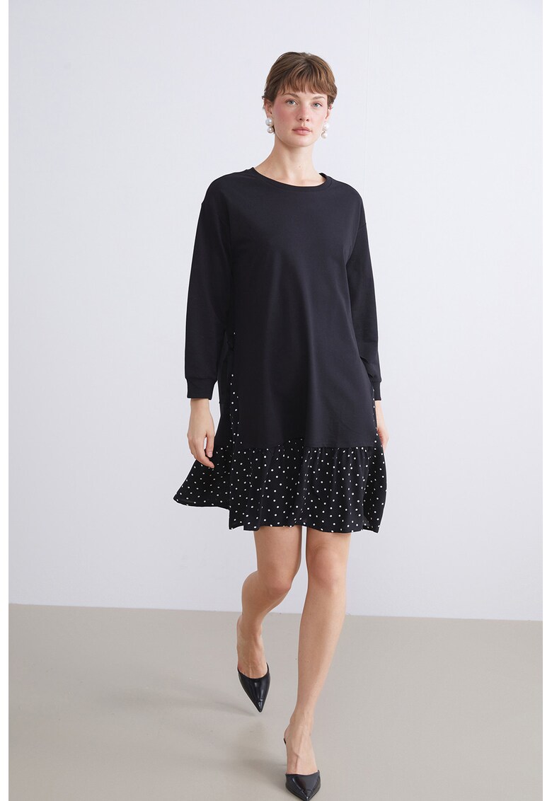 Rochie lejera cu buline - Alb/Negru