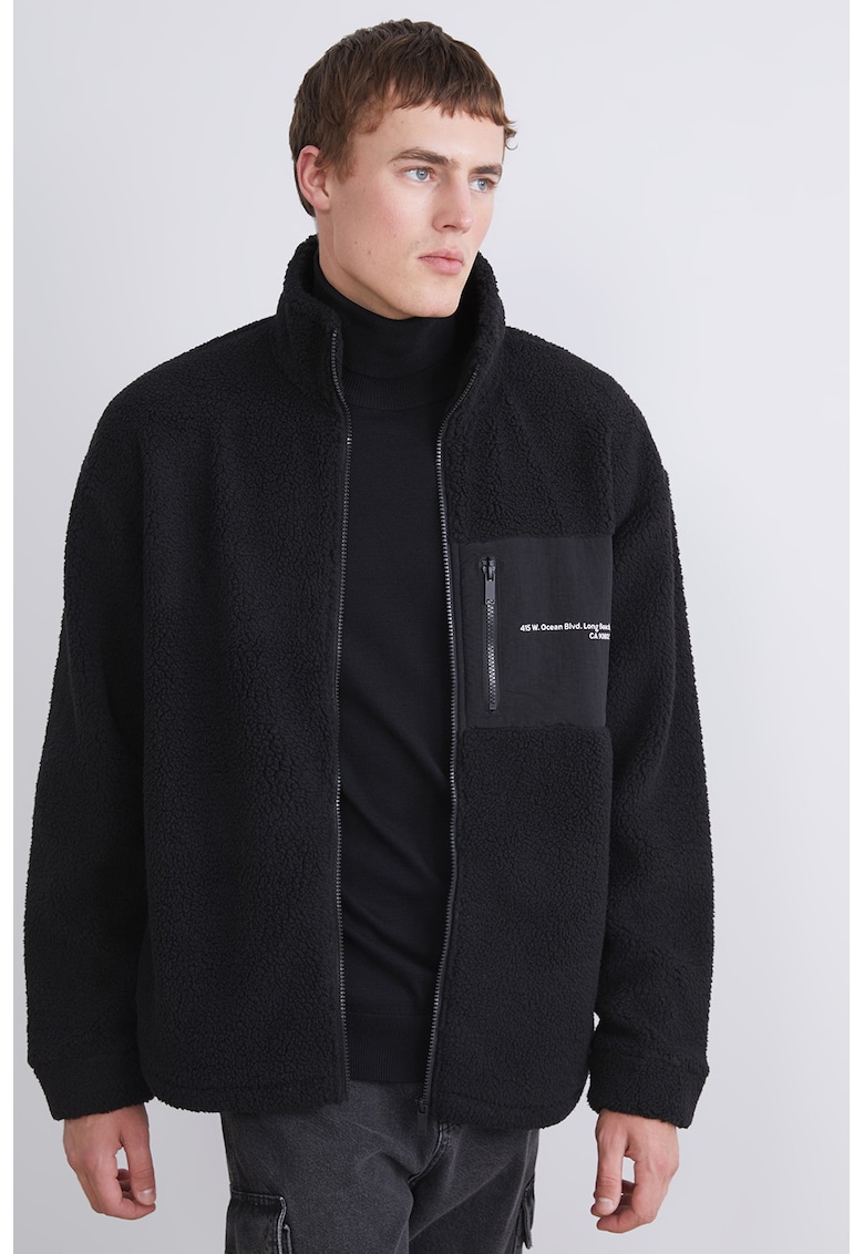 Jacheta cu buzunar cu fermoar - Negru