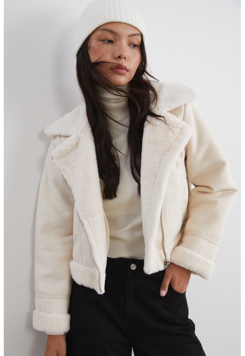 Jacheta cu buzunare laterale - Alb fildes