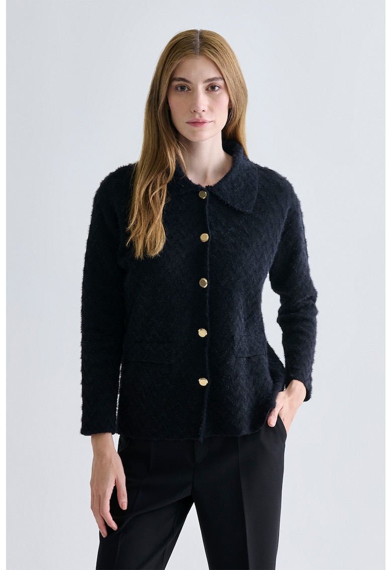 Cardigan lejer cu aspect pufos - Albastru ultramarin