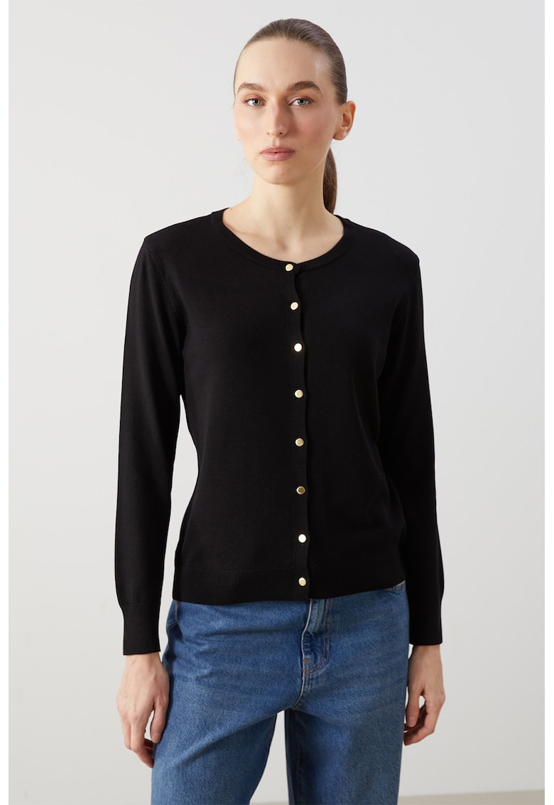 Cardigan uni cu nasturi - Negru