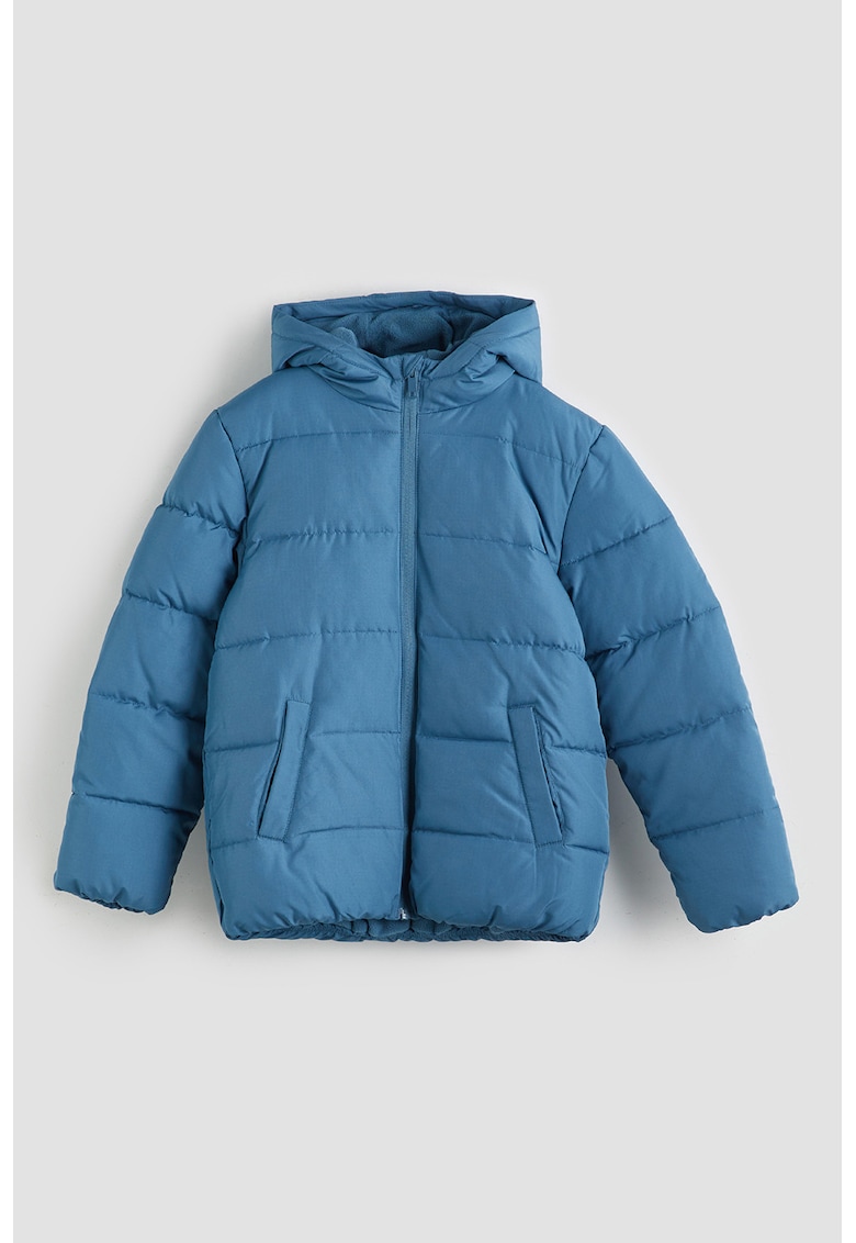 Geaca matlasata cu gluga - Albastru prafuit