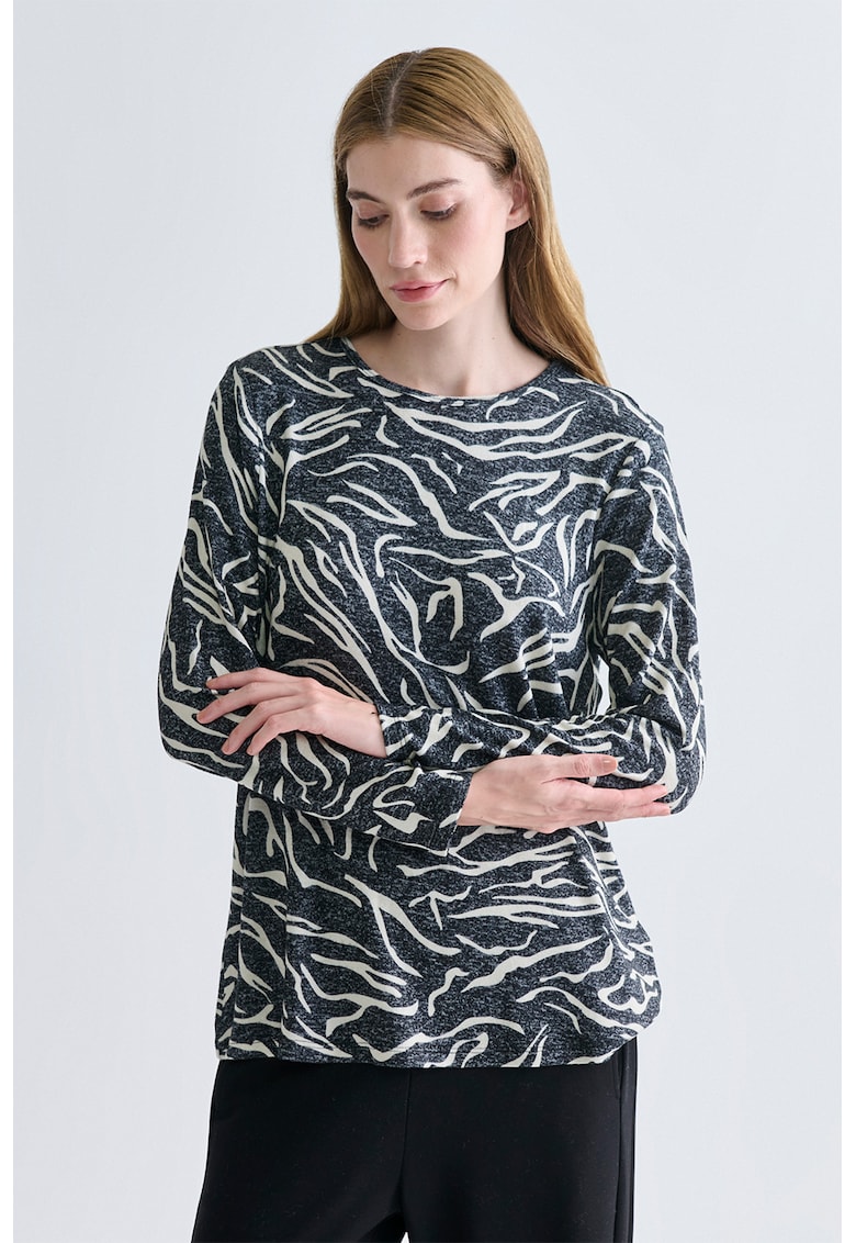 Bluza cu imprimeu si decolteu la baza gatului