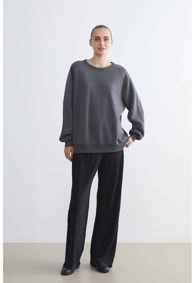 Pantaloni drepti cu talie inalta - Negru