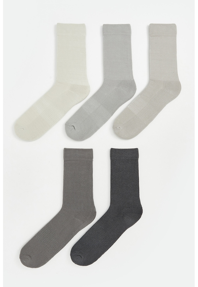 Set de sosete lungi cu striatii si model uni - 5 perechi