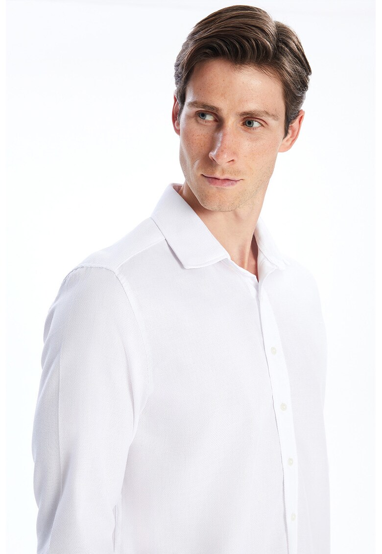 Camasa slim fit cu guler clasic - Alb optic