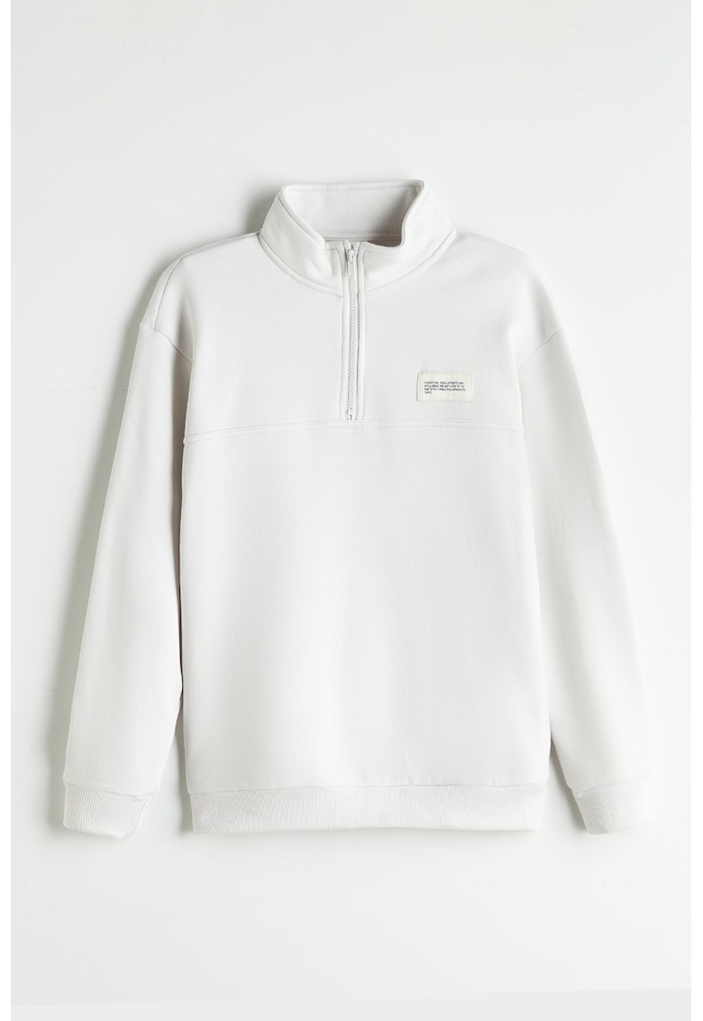 Bluza de trening cu fenta cu fermoar - Alb fildes