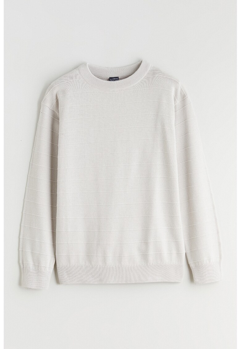 Pulover tricotat cu decolteu la baza gatului - Gri deschis