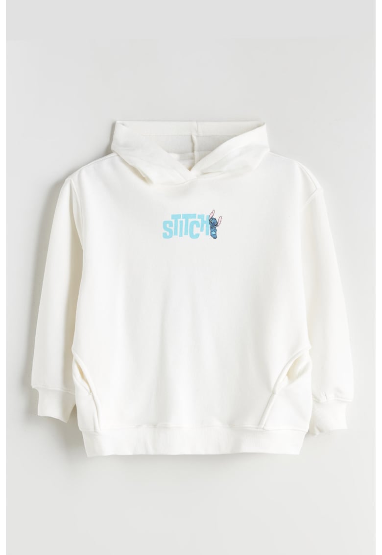 Hanorac din amestec de bumbac cu imprimeu Stitch - Alb/Roz/Albastru