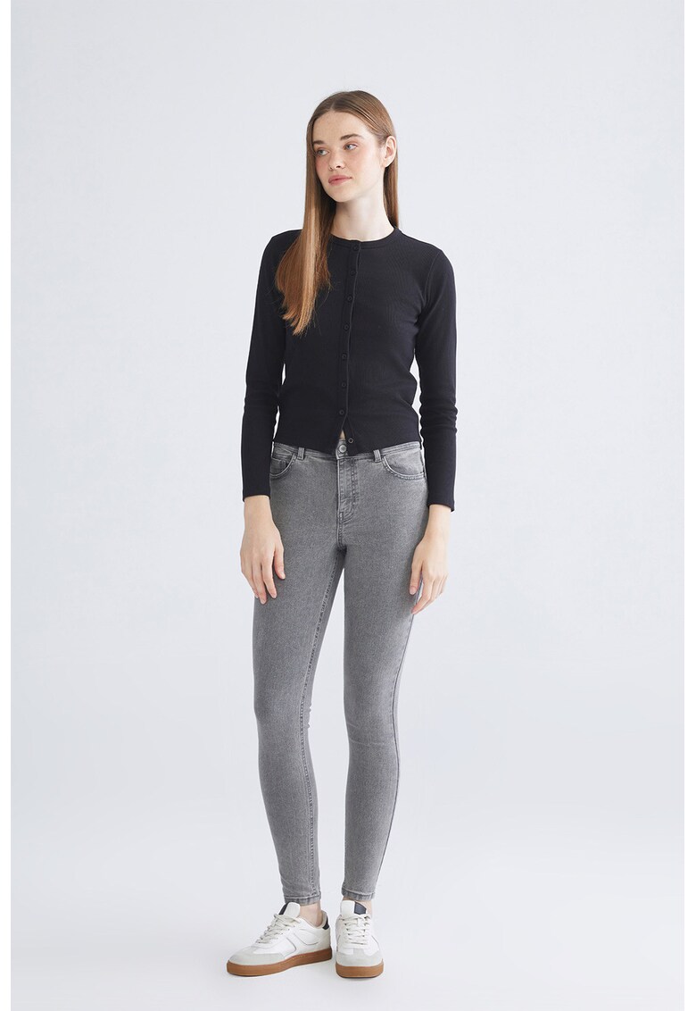 Blugi slim-fit cu aspect decolorat - Gri