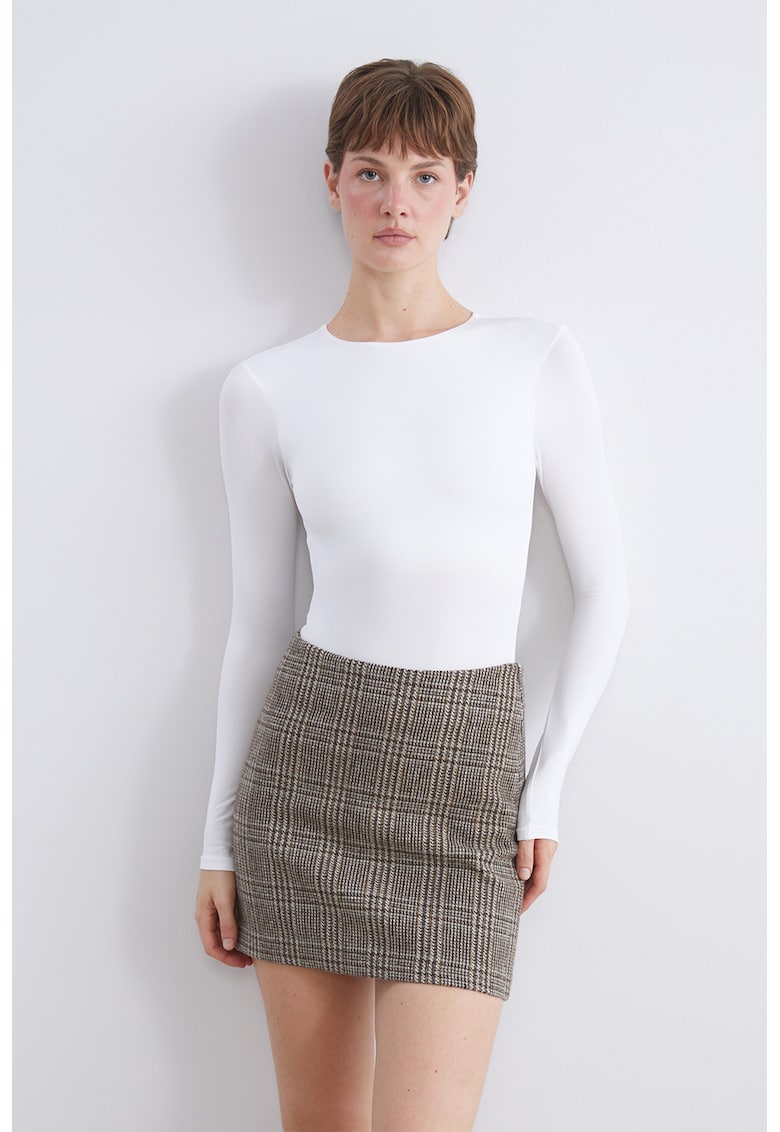 Body slim fit cu decolteu la baza gatului Vision - Alb optic