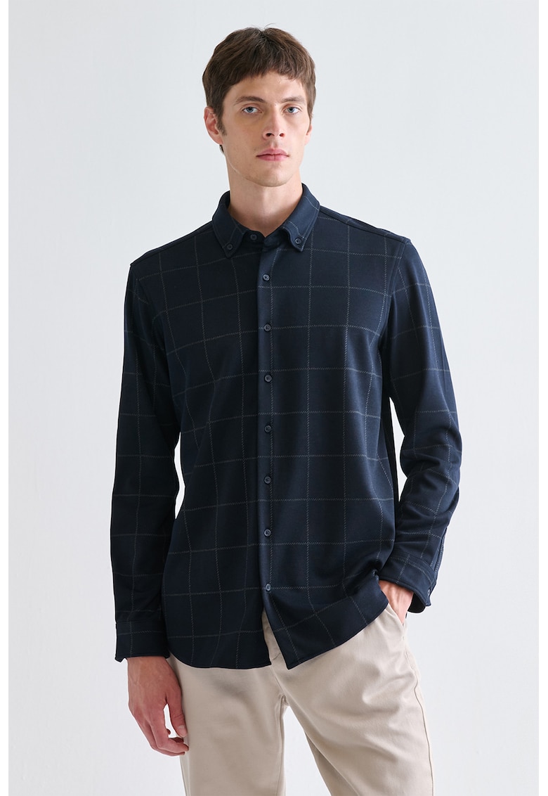 Camasa regular fit in carouri - Bleumarin